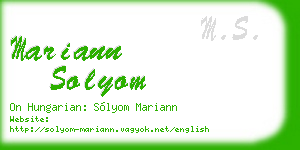 mariann solyom business card